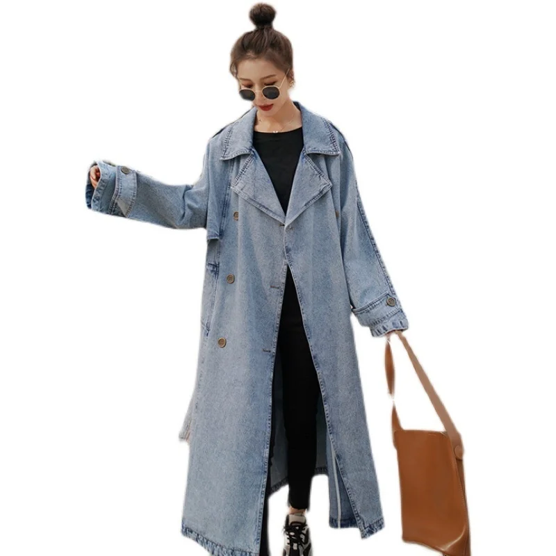 

LANMREM Women's Spring Autumn Long Denim Windbreaker Temperament Loose Fit Fashion Tide Summer 2021 New Arrival 2K2275