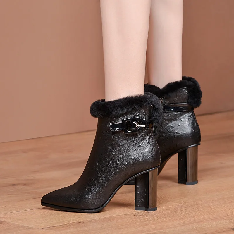 Женские ботильоны из натуральной кожи на молнии FEDONAS вечерние теплые ботинки