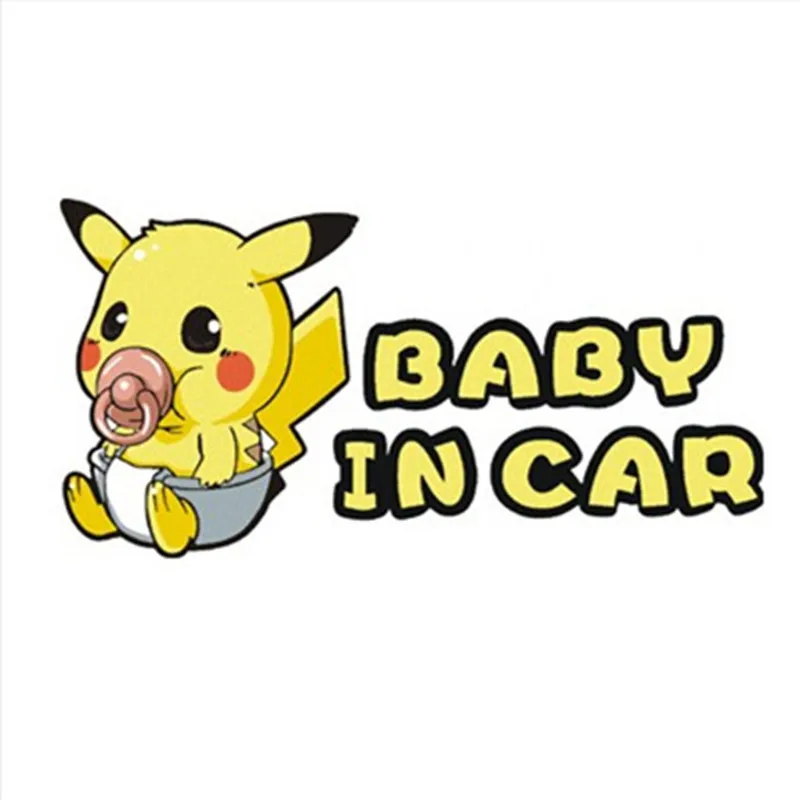 Детские предупреждающие стикеры в машину забавные наклейки Pokemon Pikachu из стекла 3d