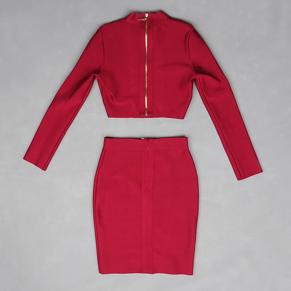 Новинка Осень зима 2019 модный бордовый бандажный комплект Привлекательный Топ с