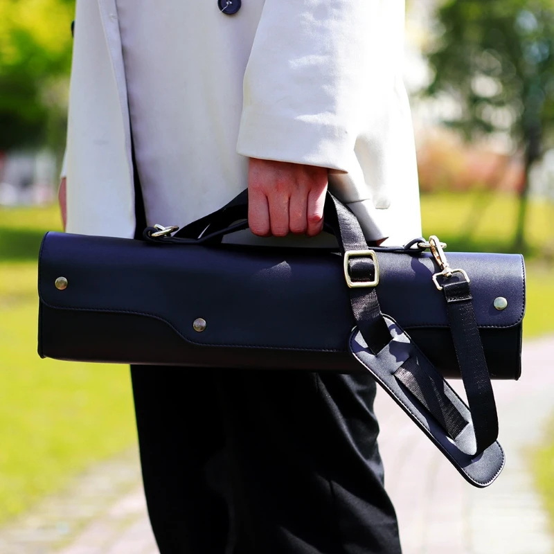 

Water-Resistant Flute Storage Bag Synthetic Leather Flute Case Adjustable Shoulder Strap Musical Instrument Accessories T4MF