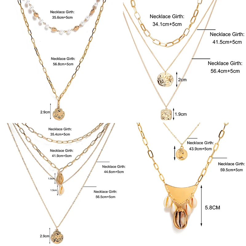 1 шт. Геометрическая многослойная цепочка в виде жемчужной ракушки богемная