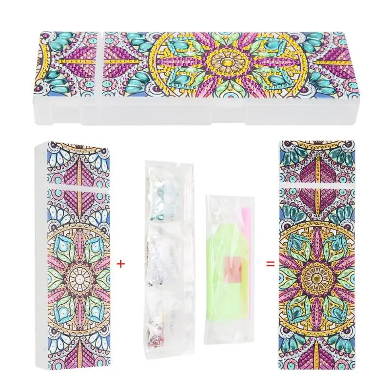 5D DIY Special Shaped Diamond Painting 2 Grids Stationery Pencil Box Rhinestones Diamond Embroidery Mandala Storage Case Gifts - Цвет: Q