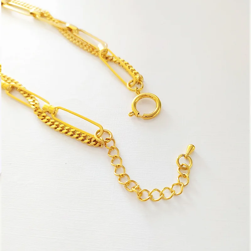 

2020 Necklace New European and American style pin double chain clavicle chain necklace atmosphere