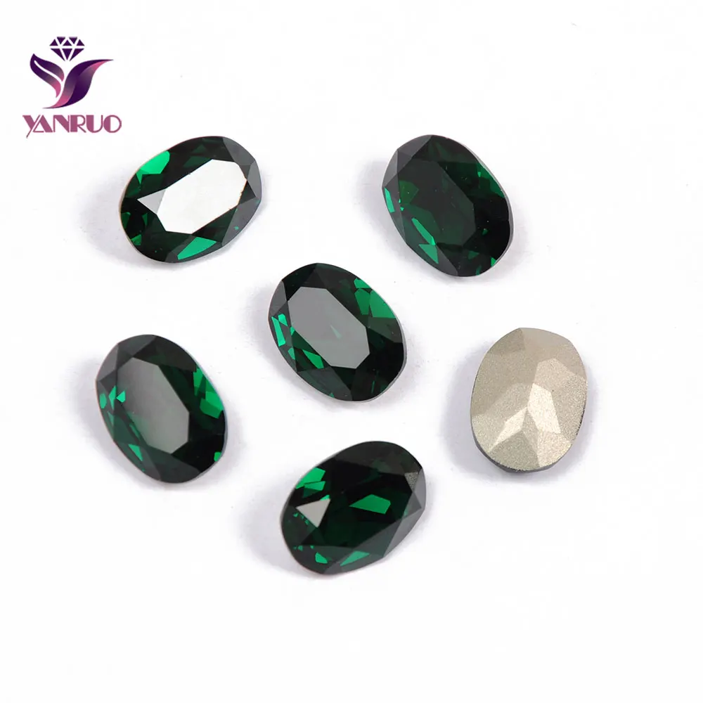 YANRUO 4120 овальные изумрудные стеклянные бусины алмазные для шитья стразы