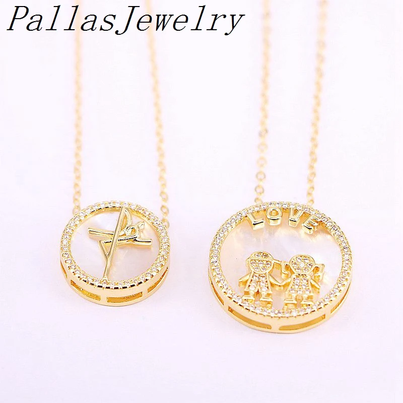 

8 шт новые стили cz ракушка кулон ожерелье ювелирные изделия, модные популярные cz ювелирные ожерелья, любовь пара