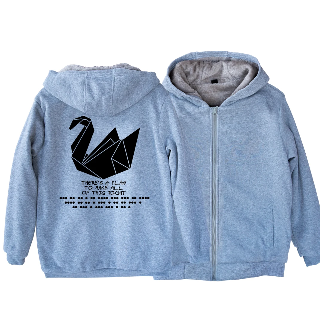 Prison Break Dots A Plan Paper Crane Duck Swan Man Boy Parkas Full Zip Coat Plus Velvet Autumn Winter Couple Clothes ZIIART