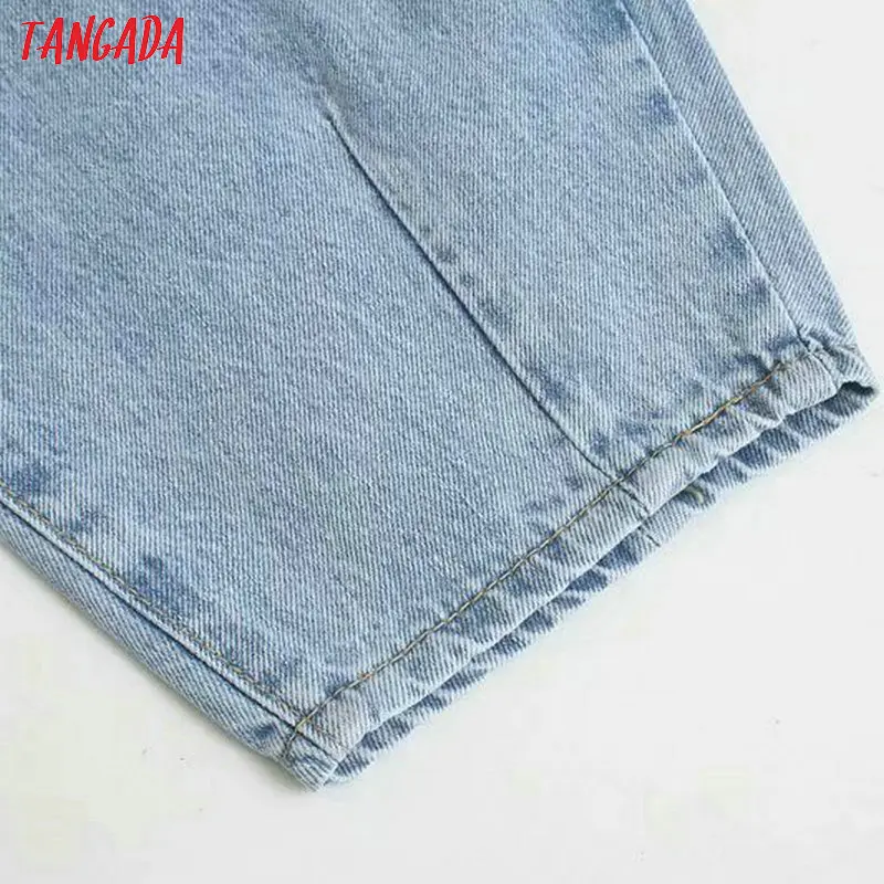 Tangada Модные женские свободные джинсы для мам длинные брюки с карманами на молнии свободные уличные женские синие джинсовые штаны 4M38