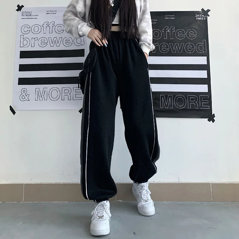 

Yeeloca Plush Thickened Loose Casual Pants Women's Spring Solid High Waist Straight Trousers Thick Wide Leg Sport Pants