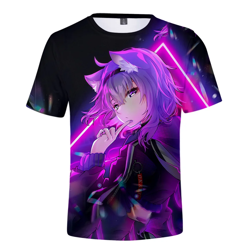 

HOLOLIVE VTuber Nekomata Okayu 3D печать Весна Лето преппи Мужская/женская уличная одежда футболка уличная одежда кавайный стиль