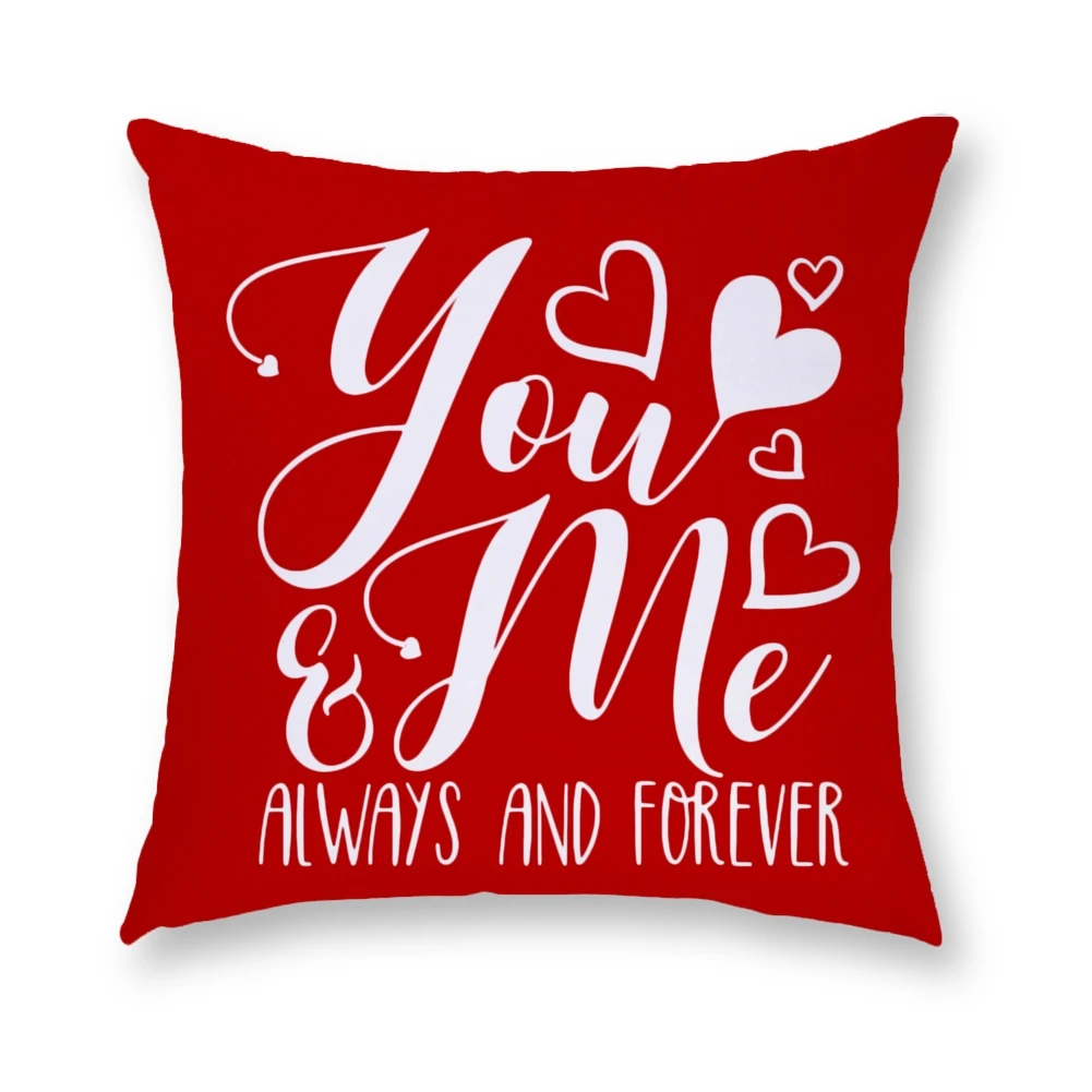 

Valentine's Day Red Lovers Pillow Case Short Plush Throw Cushion Cover Sofa Living Rome Decorative Throw Pillowcase