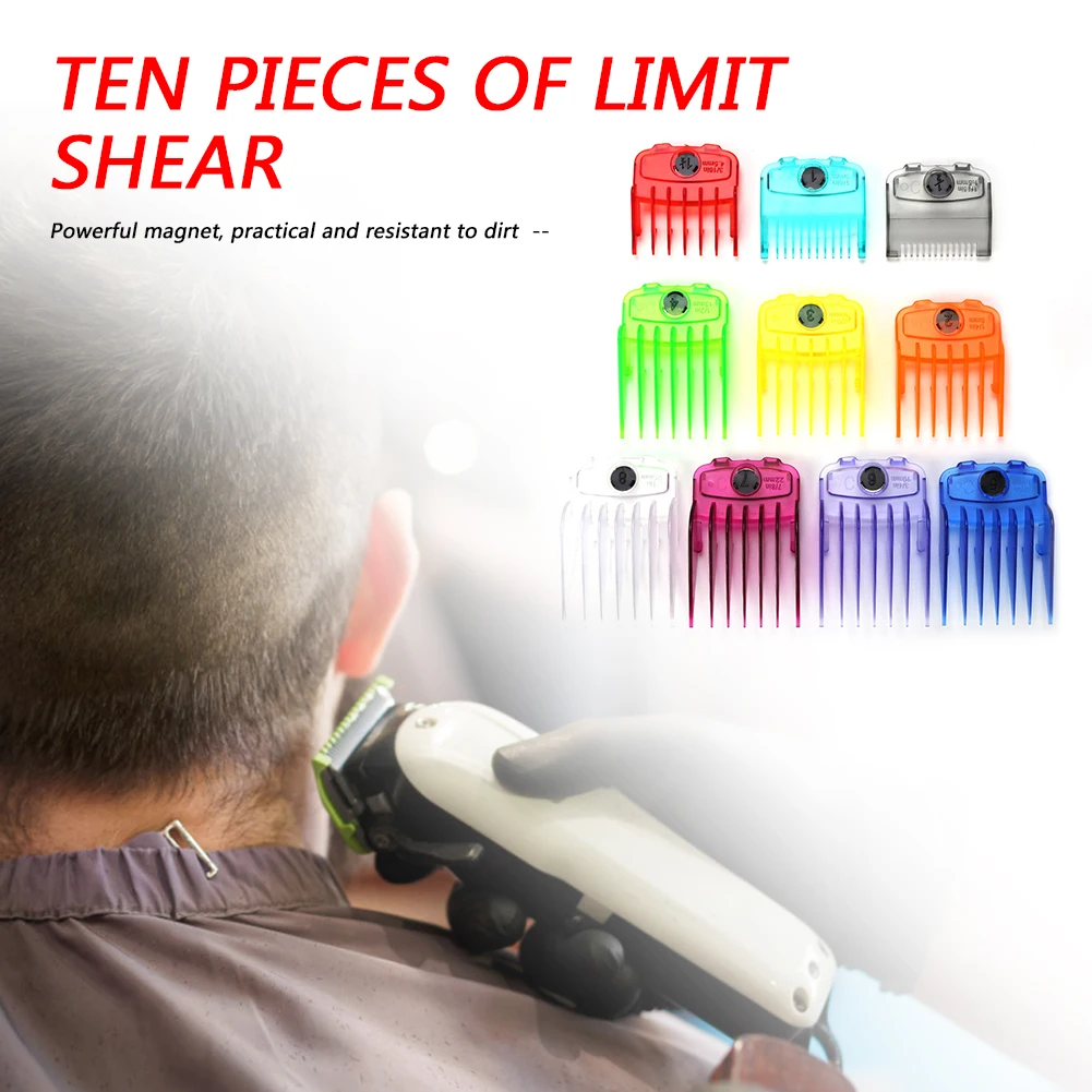 

10pcs Set Clear Hair Clipper Limit Comb with Magnetic Trimmer Guide Attachment