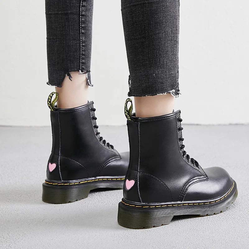 Online Sepatu Bot Wanita Kulit Asli Musim Dingin Sepatu Bot Pergelangan Kaki Kasual Cinta Hitam Sepatu Bot Modis Anak Perempuan Sepatu Bot Motor Ritsleting 40 Sepatu Wanita