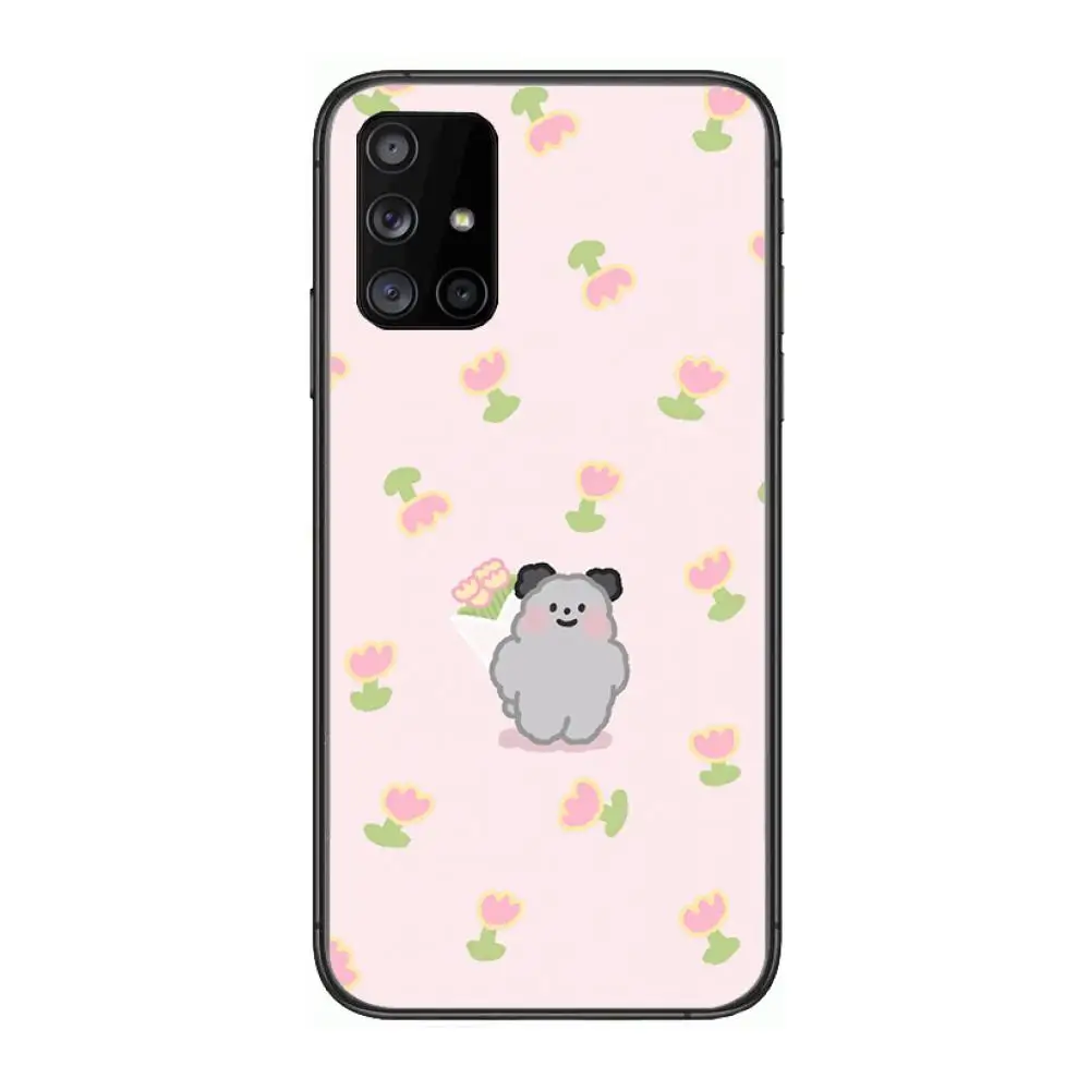 

Cute cartoon bear case Phone Case Hull For Samsung Galaxy A 90 50 51 20 71 70 40 30 10 80 E 5G S Black Shell Art Cell Cover