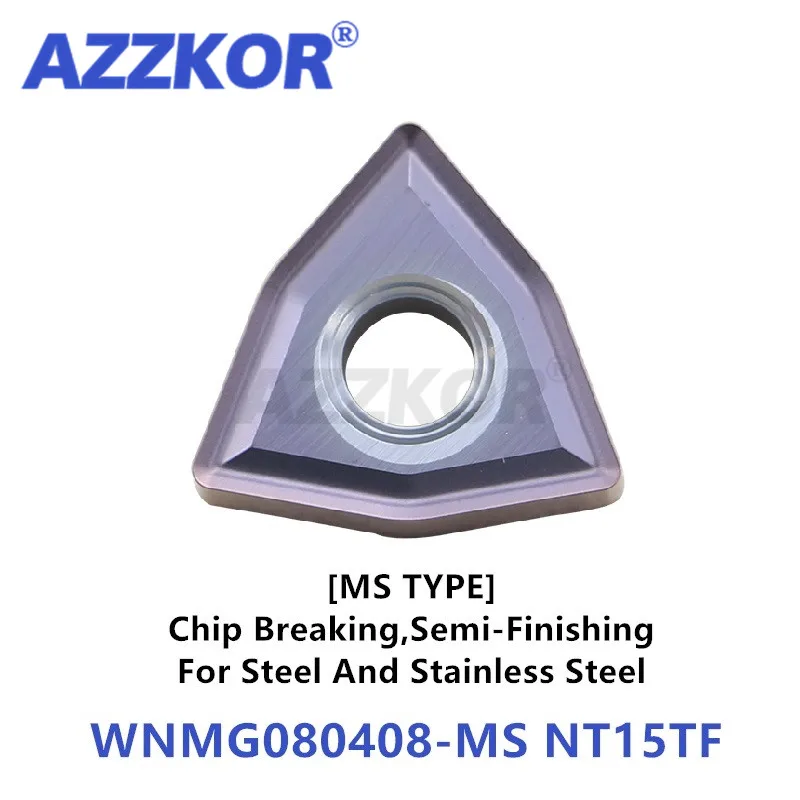 

WNMG080404-MA NT15TF Turning Tools Inserts CNC Center Lathe For Stainless Steel AZZKOR Peach Carbide Blades WNMG080408-MS 10pcs