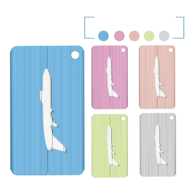 

5Pcs Aluminum Alloy Luggage Tag Brushed Hollow Design Multicolor Travel Suitcase Name ID Card Label Holder Board