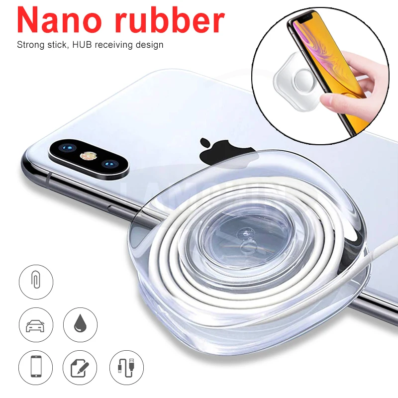 

Phone Holder No Trace Fixate Gel Pad Mobile Phone Stand Multi-Function Nano-sticker Cable Organizer Rubber Pad For Iphone Xiaomi