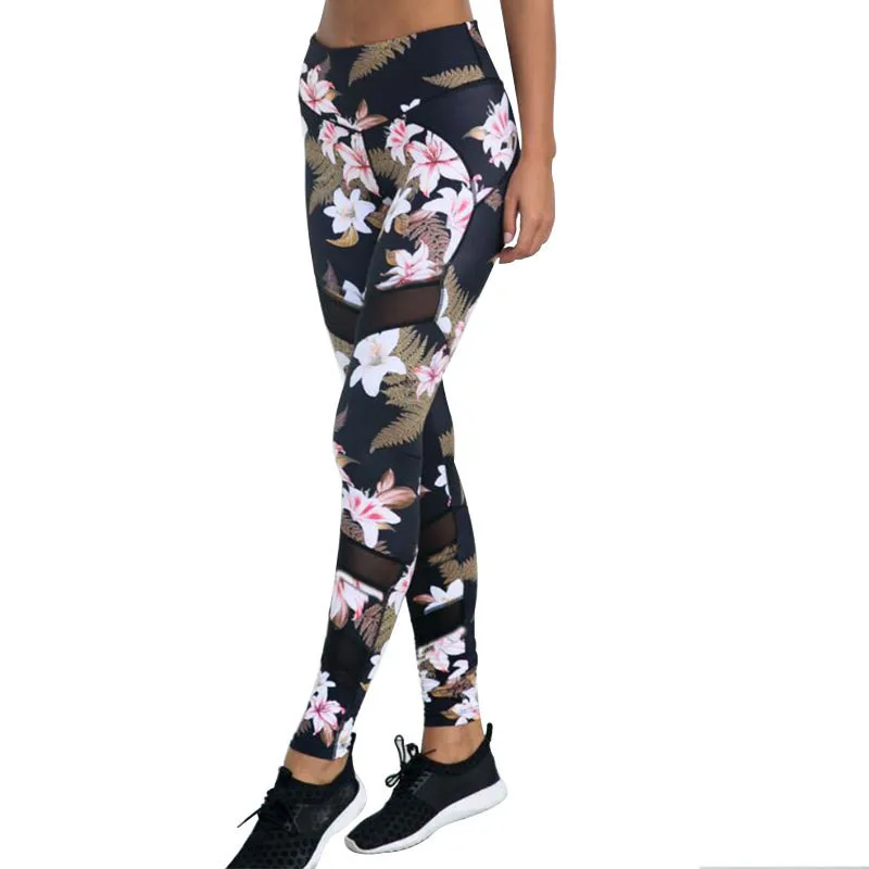 NORMOV-traje con estampado de flores para mujer, Top corto de empalme, conjunto de dos piezas de entrenamiento para Fitness, conjunto de cintura alta ajustado con agujeros