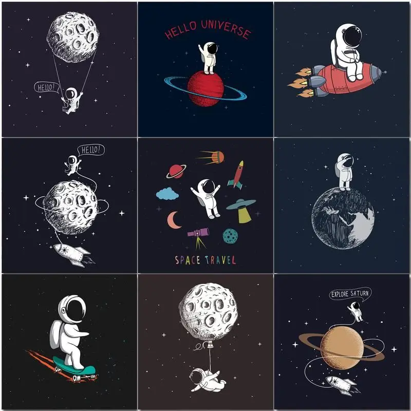 

CHENISTORY Coloring By Numbers Planet Scenery Handpainted Drawing Canvas Pictures Kits Cosmonau Figure Diy Home Decoration Gift