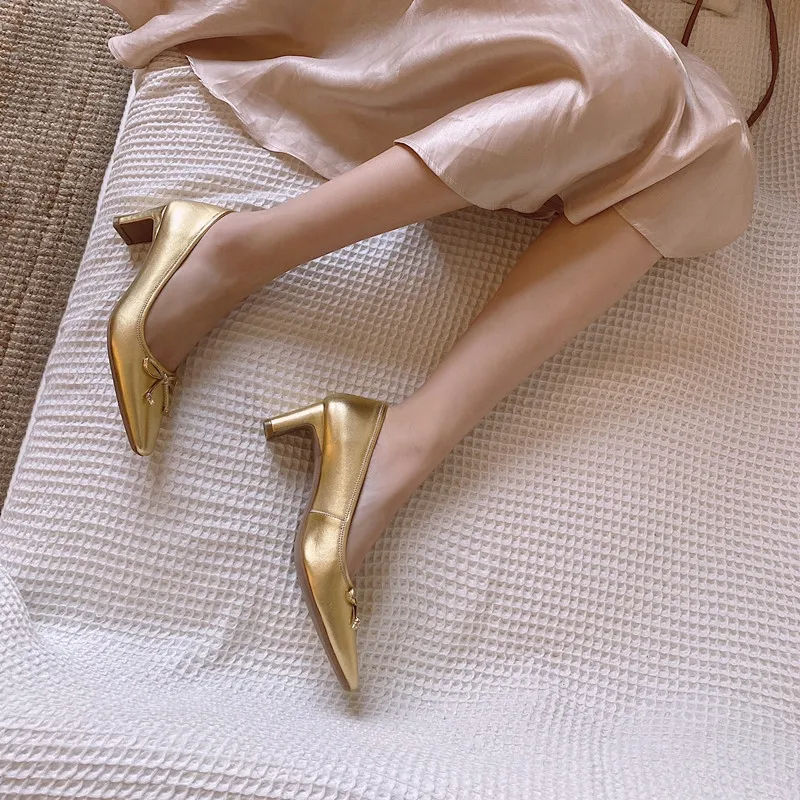 

FEDONAS New Women Wedding Party Pumps Spring Summer High Heels Sweet Shoes Genuine Leather Butterfly Knot Shoes Woman