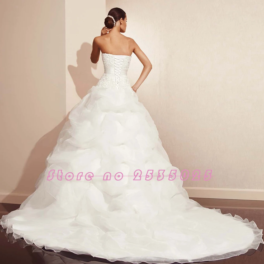 Vestido De Noiva Princesa/свадебное платье без бретелек со шнуровкой и аппликацией сзади