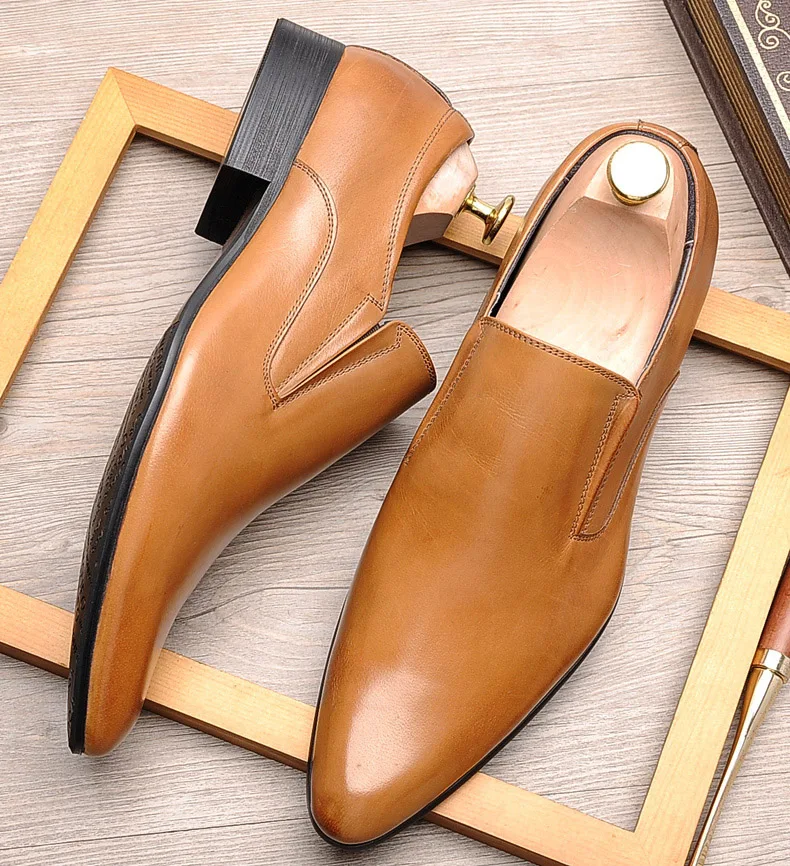 

QYFCIOUFU Men Shoes Spring Summer Formal Genuine Leather Business Casual Men Dress Shoes Office Luxury Male Oxfords Wedding Shoe