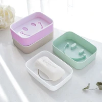double layer smiley soap box bathroom supplies storage organizer home shower wall mounted holder punch free plastic soap rack