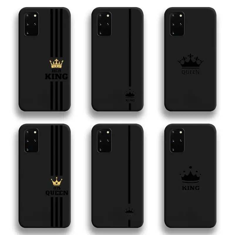 

Cartoon Crown Letter King Queen Phone Case For Samsung Galaxy S20 FE plus Ultra S6 S7 edge S8 S9 plus S10 5G lite 2020