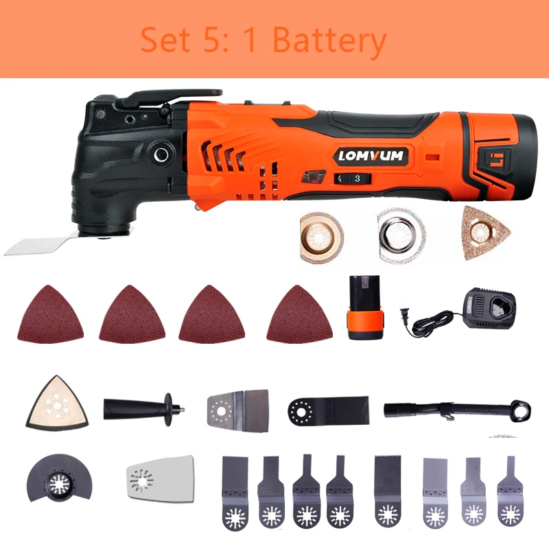 Set 5-1 battery LOMVUM Renovator мульти инструменты Электрический многофункциональный Осциллирующий набор инструментов Многофункциональный Инструмент Электроинструмент Электрический триммер пилы аксессуары - Цвет: Set 5-1 battery