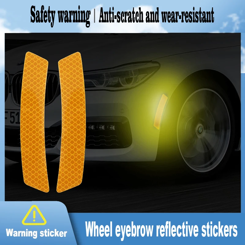 

Car Wheel Eyebrow Reflective Front Bumper Car Stickers Luminous Night Warning Signs Stickers Body Collision Avoidance Scratches