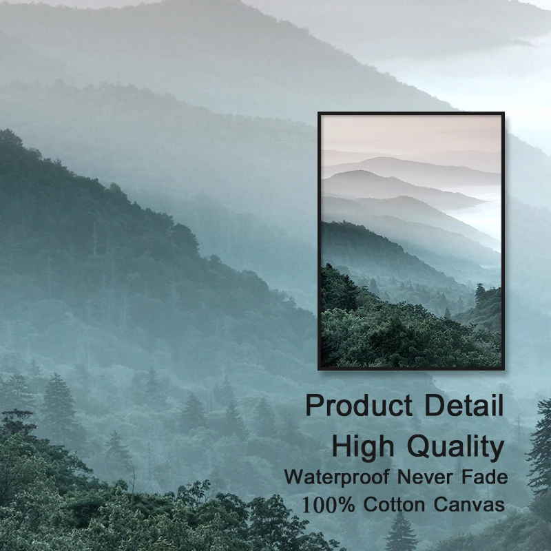 

Wall Art Landscape Canvas Poster Nordic Art Nature Arch Bridge Foggy Forest Mountain Print Painting Home Wall Decoration Picture