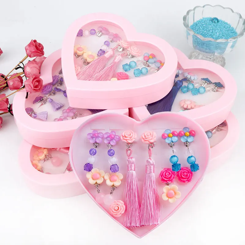 Детские серьги с мультяшным кристаллом для девочек без сережек подвески клипсы