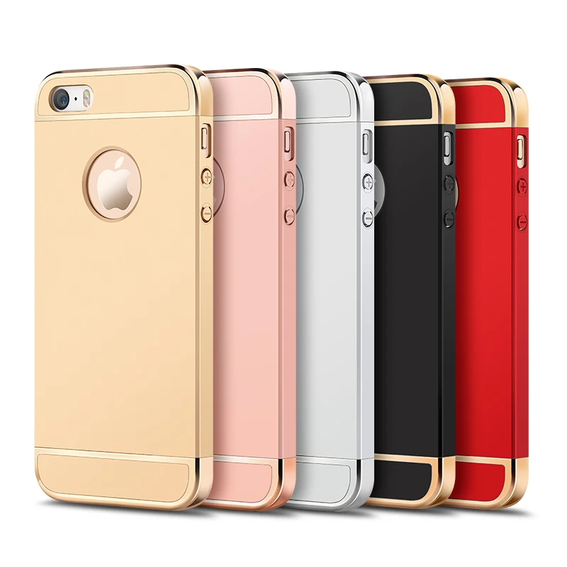 Роскошный пластиковый жесткий чехол с металлическим покрытием для iPhone 5 6 6S 7 Plus