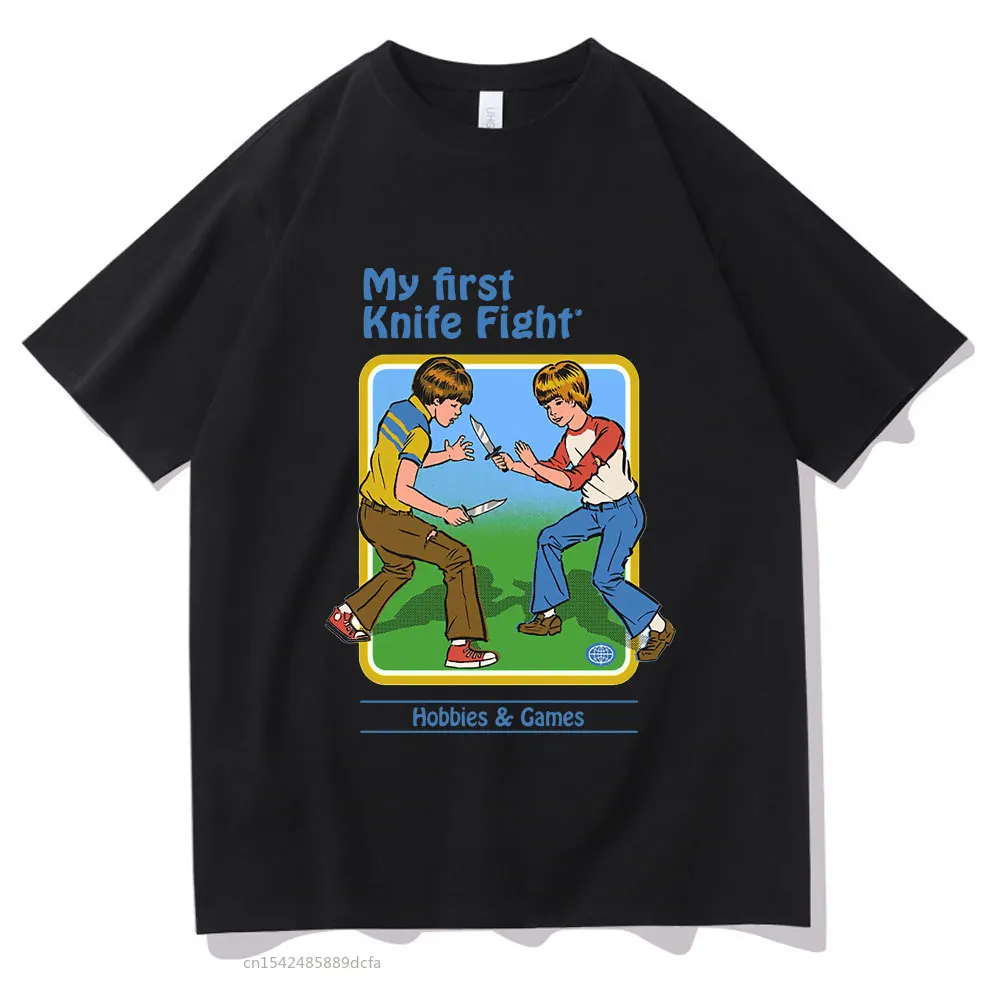 

Let's Summon Demons Graphic Tshirt My First Knife Fight Fashion Harajuku Summer Funny Tees Tops Loose T-shirt