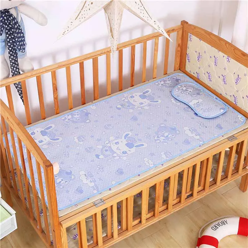 mat with pillow Летний детский матрас для пеленания 120*60 см детский охлаждающий коврик с подушкой для новорожденного ледяного шелка комплект детского постельного белья - Цвет: mat with pillow