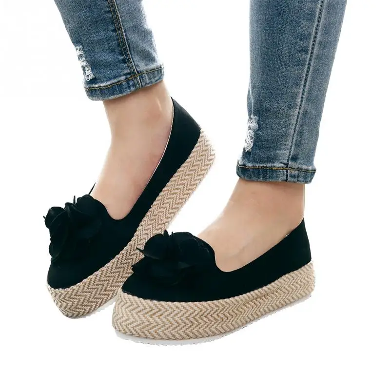 Женские мокасины Однотонный цветочный узел кроссовки на танкетке обувь