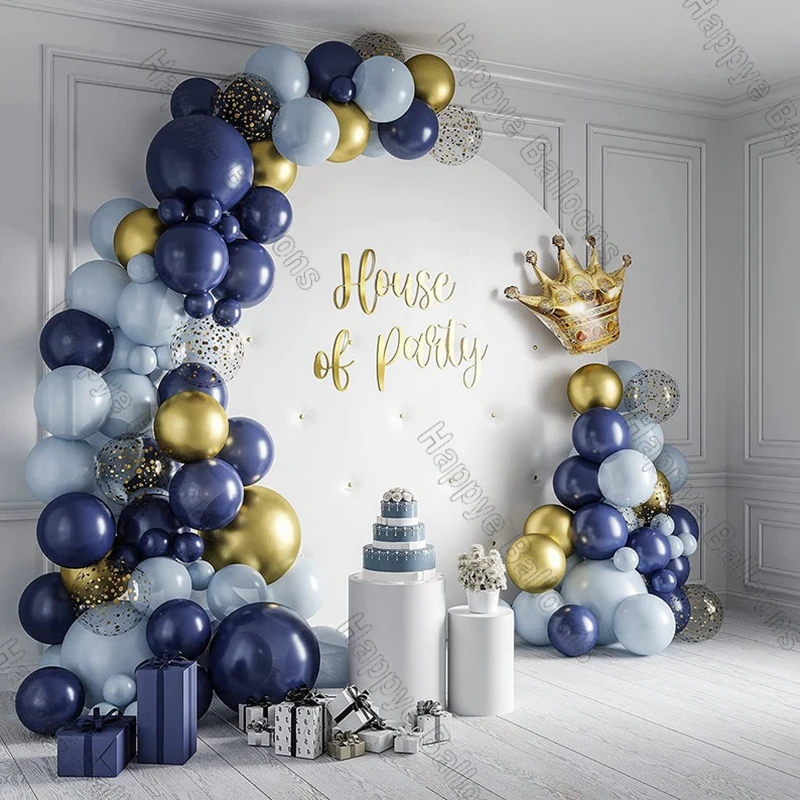 

106pcs Matte Navy Blue Balloon Garland Arch Children Birthday Party Decoration Chrome Gold Confetti Ballon Baby Shower Decor