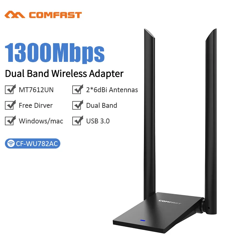 Comfast USB 3 0 беспроводной Wifi адаптер двухдиапазонный 2 4 + 5 ГГц 600 -1900 Мбит/с 802.11AC 802 11