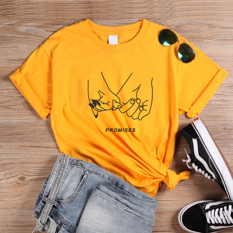 ONSEME обещает держать руки графическая футболка для женщин эстетические Футболки