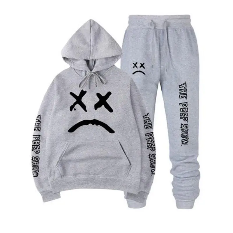 

New Fashion Hoodie 2021 Men's Sports Funny Cute Sweatshirt + Sports Pants Set Casual Long Sleeve Thick Hoodie Clothing Set