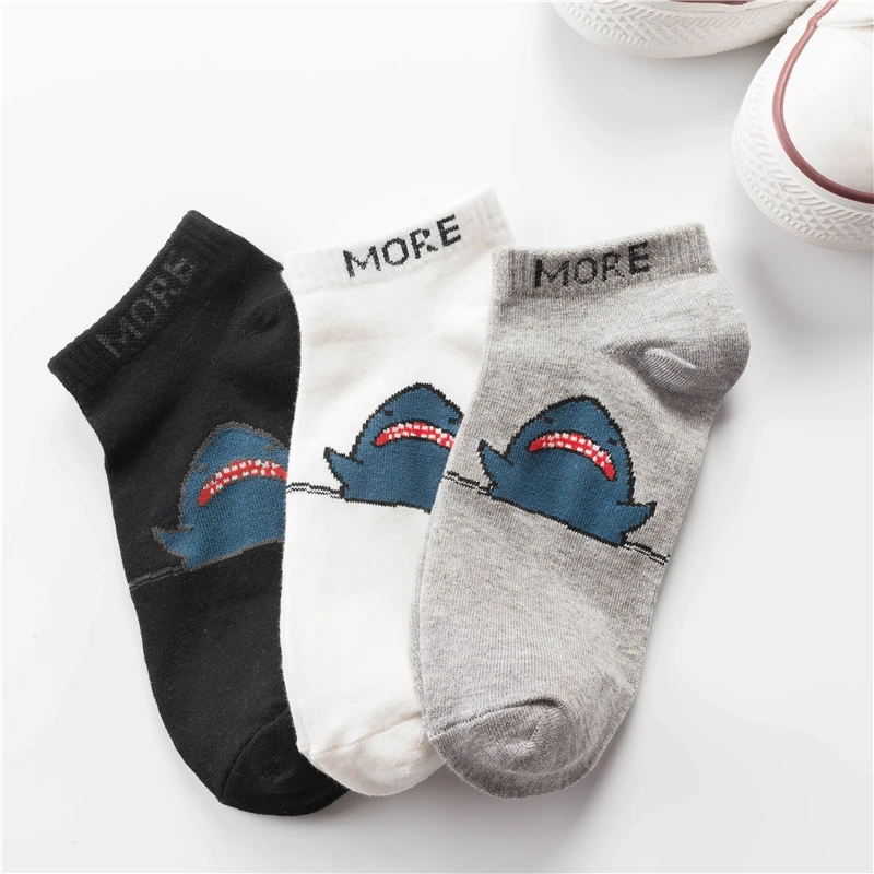 Новые смешные носки в виде мультяшной акулы милые Белые Носки с рисунком новинка