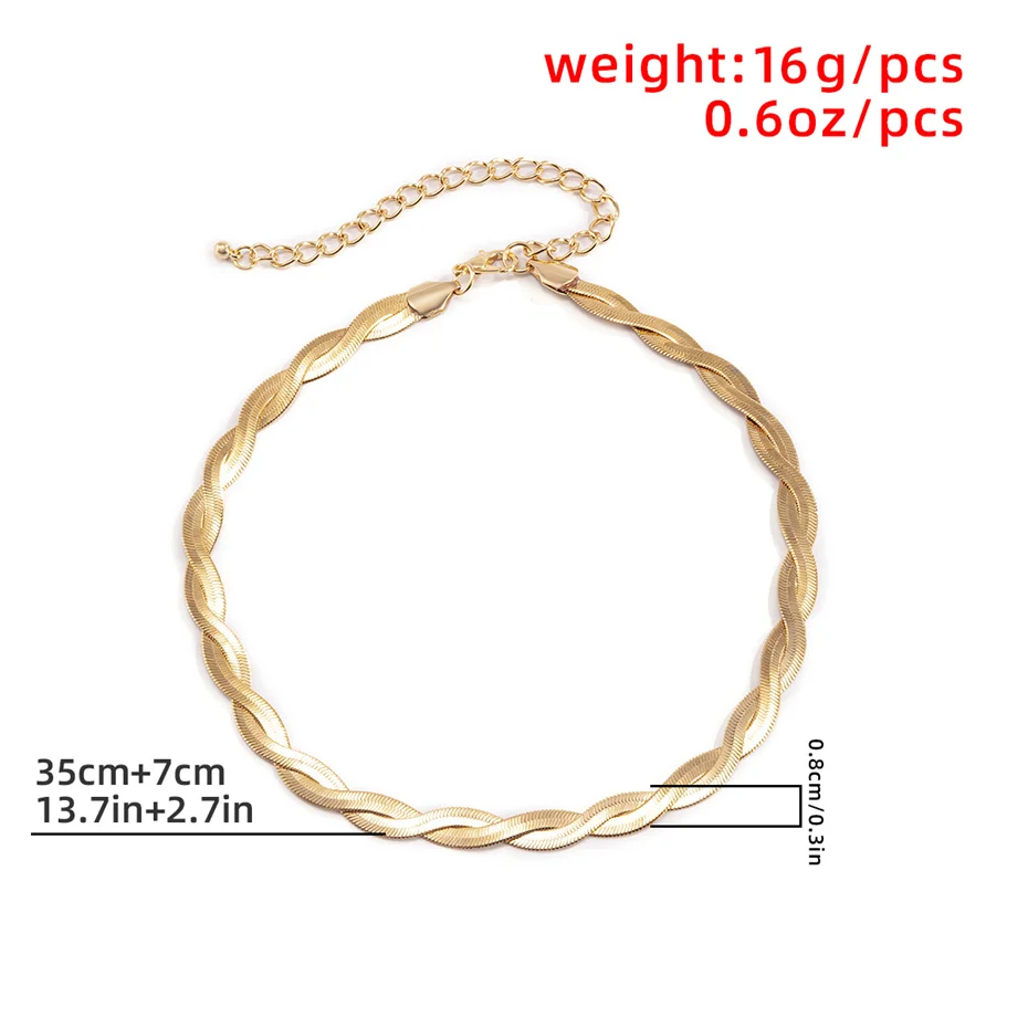 

Unique Twisted Snake Chain Necklace for Women Sexy Vintage Flat Blade Aircraft Link Clavicle Choker Necklace Jewelry Bijoux 2021