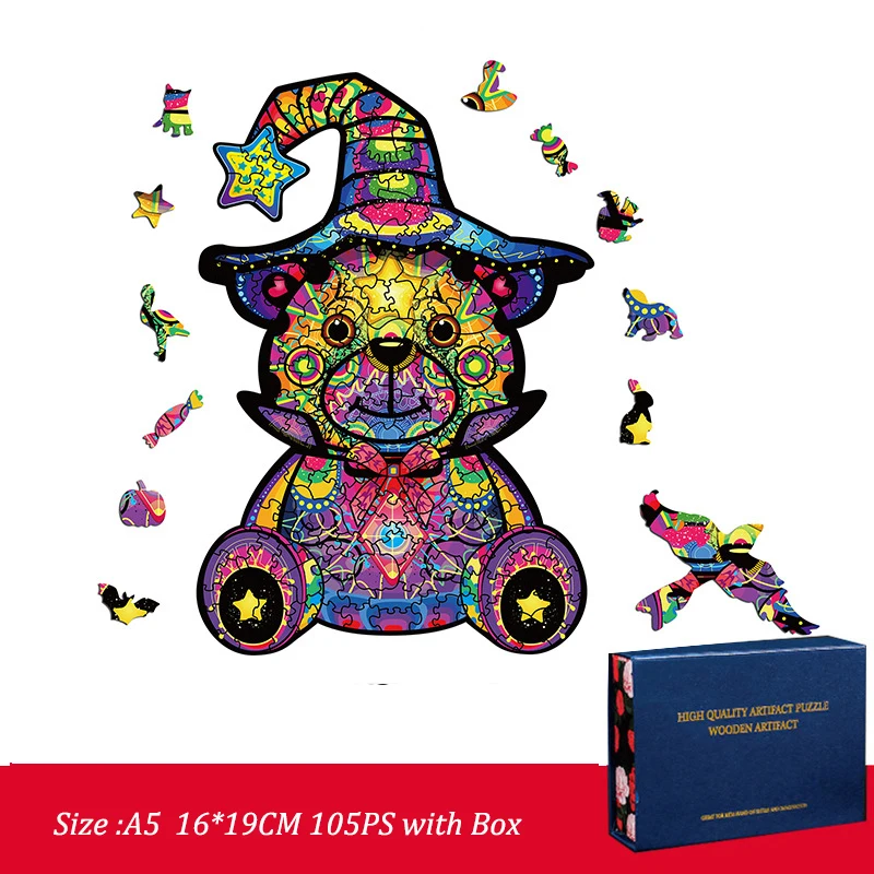 FEOOE Хэллоуин медведь Лев волк голова в форме деревянной головоломки трехмерные