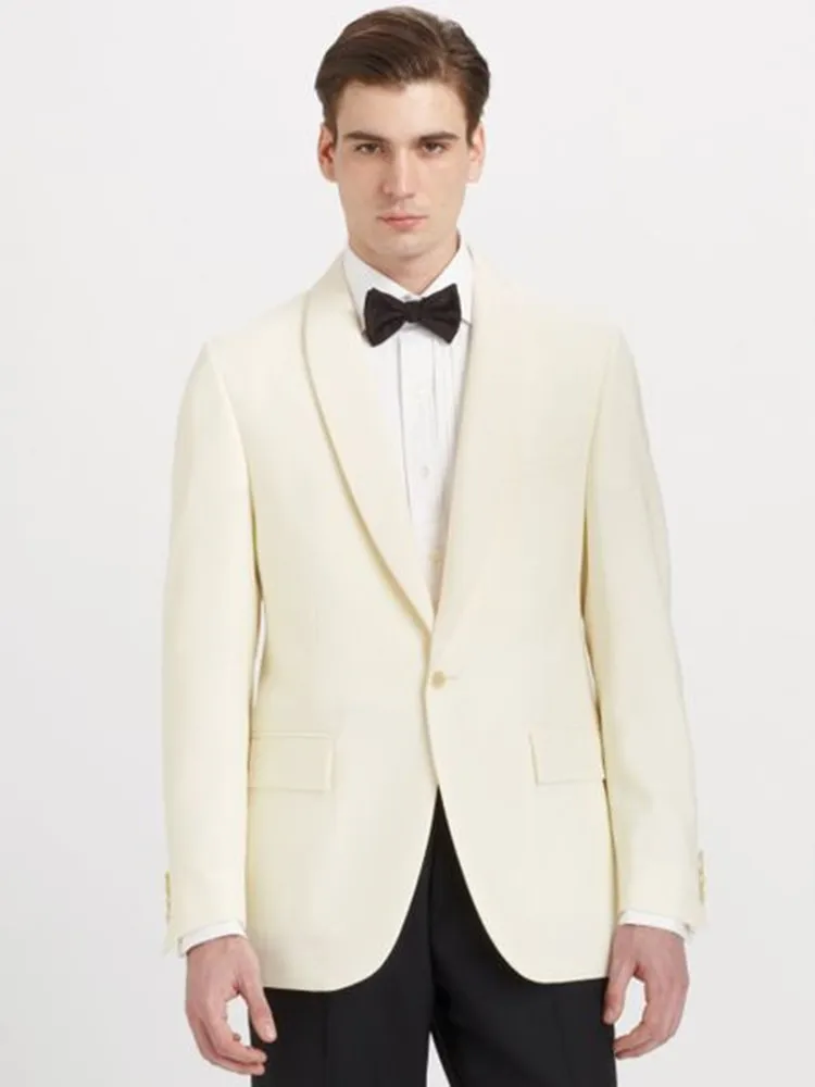 

Смокинг для свадьбы, цвет слоновой кости, изготовленный на заказ костюм для жениха, 2021 шерсть, мужской смокинг