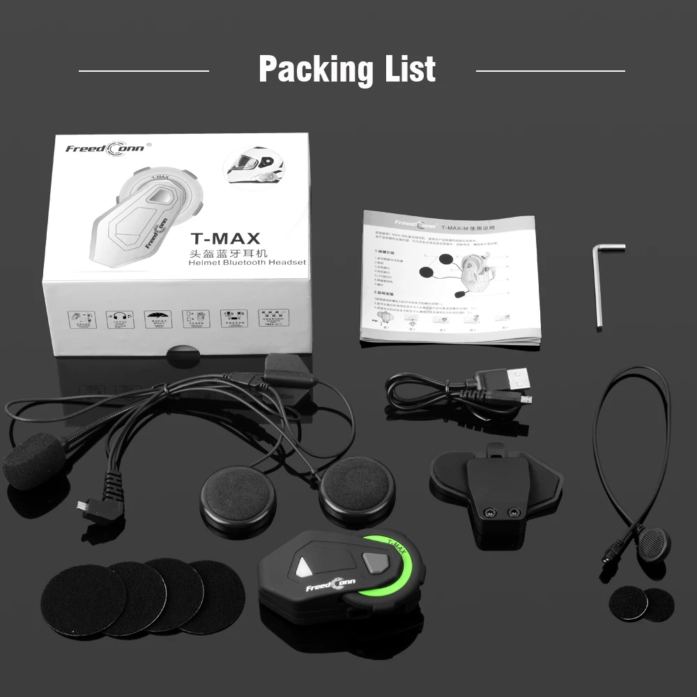 

FreedConn TMAX-M Motorcycle Buletooth Music Headset Motorcycle Helmet FM Headset With 2 In 1 Earphone Without Intercom Function