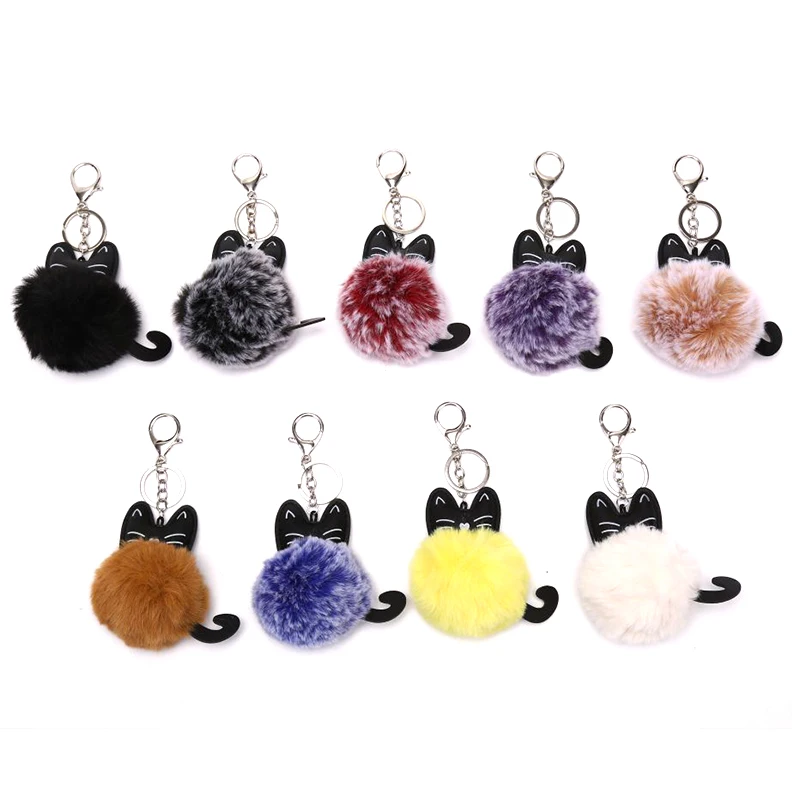 Милый пушистый искусственный помпон подвеска аксессуары брелок из
