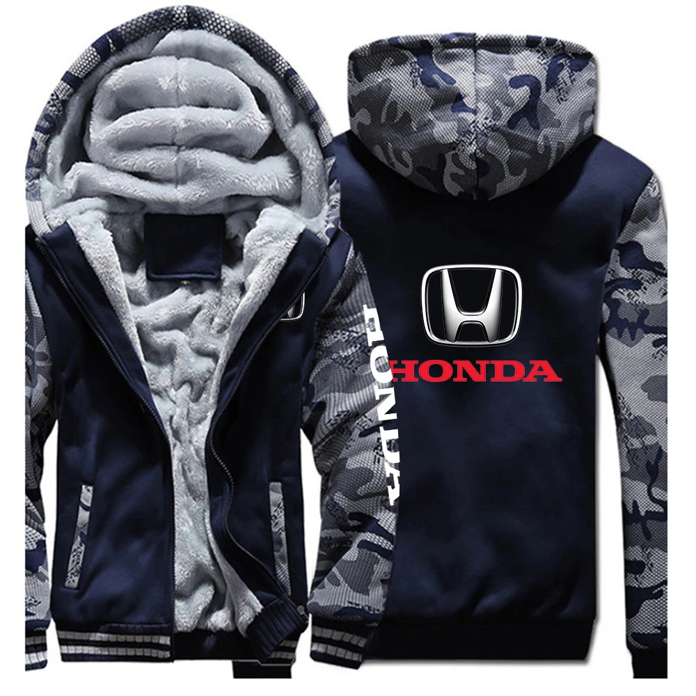 

2021 Men's Brand Print Honda Car Logo Harajuku Thicken Sport Hip Hop Male Hoodies Casual Sweatshirts Coat Jackets