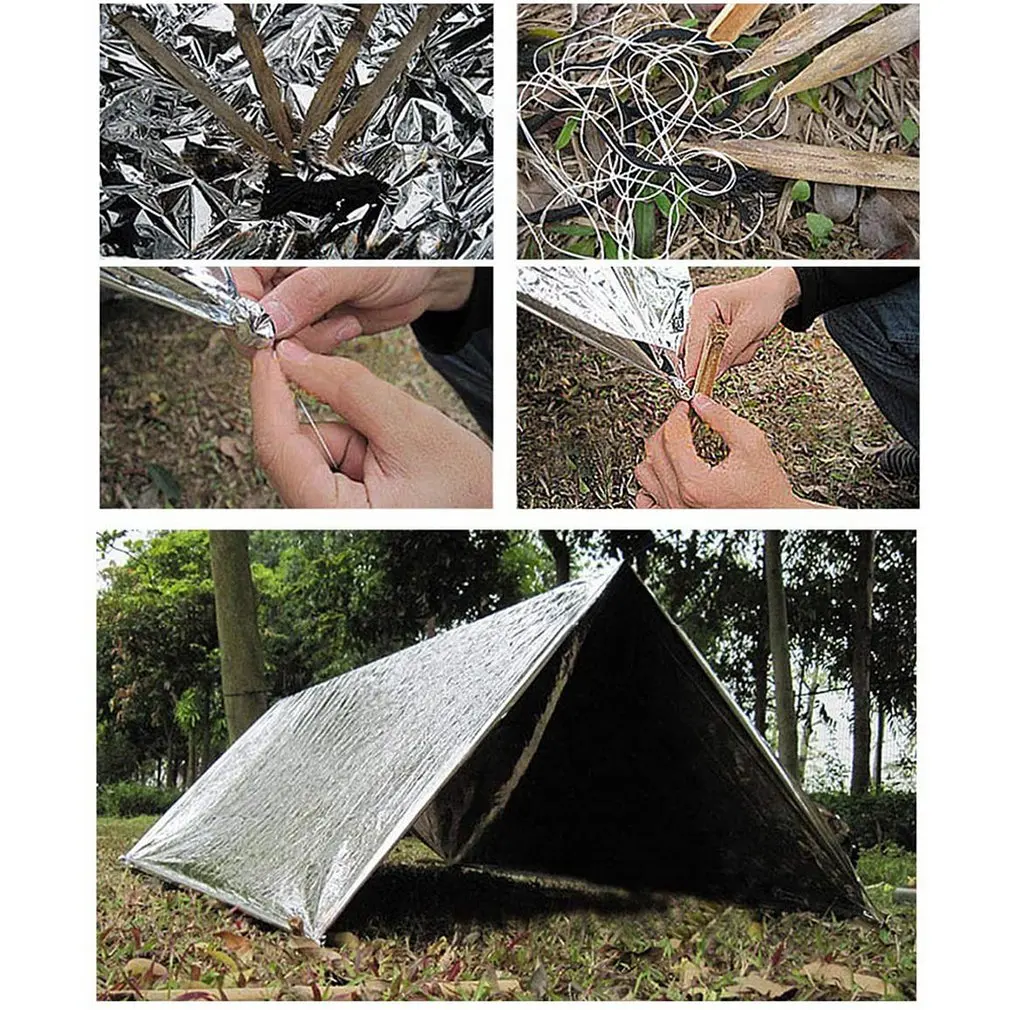 

Hypothermia Rescue First Aid Kit Camp Keep Foil Mylar Lifesave Warm Heat Bushcraft Outdoor Thermal Dry Emergent Blanket Survive