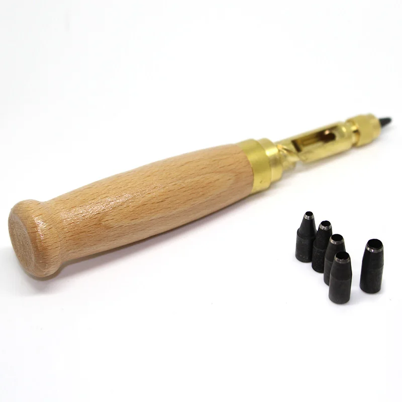 

Leather Craft Screw Hole Punch Sewing Leathercraft Automatic Belt Screw Punch Hole Cutter Replaceable DIY Sewing Tool 1 Set