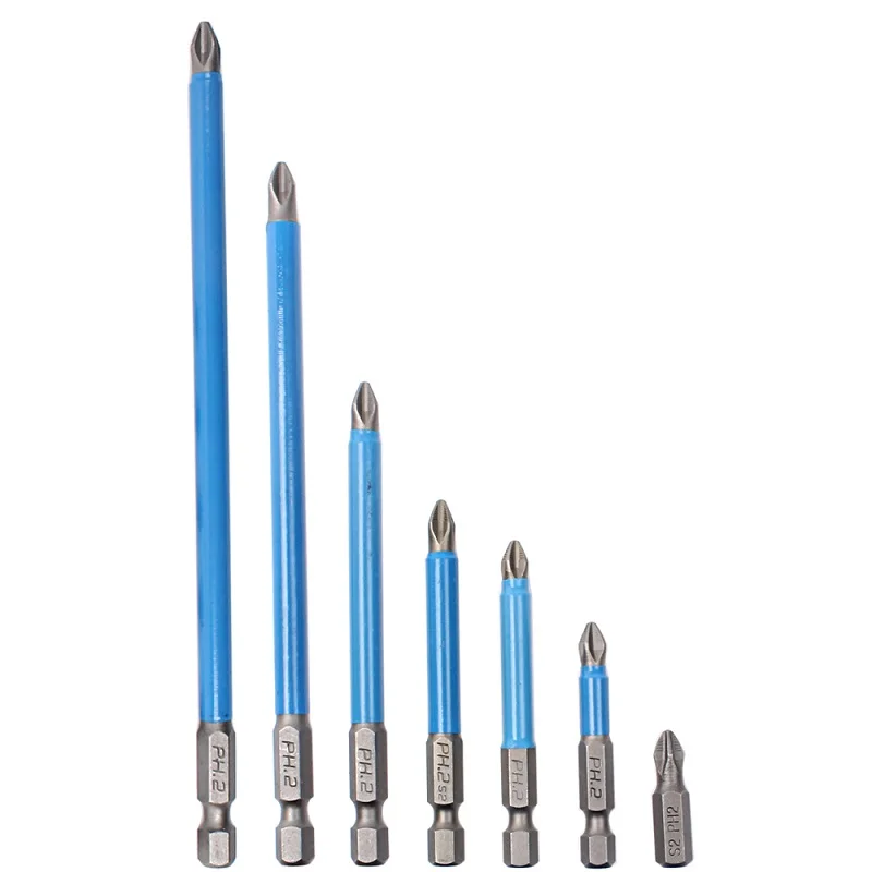 

7PC Non-slip Electric Screwdriver Bit Set PH2 Hex Shank 25 50 65 70 90 127 150mm 9255 Alloy Steel Screwdriver Bits With Magnetic